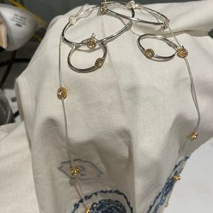 Brighton Two tone Twinkle long necklace, hoop earrings, and two bangles